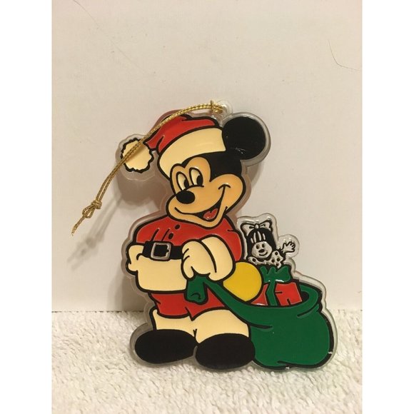 Disney Other - Vintage Disney Mickey Mouse Ornament Acrylic Santa Bag Decoration
